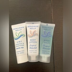 4/$25 Bergman Kelly Travel set. 3 piece set. Perfect for travel. Each 1 oz